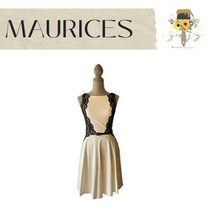 MAURICES, SIZE 1/2, Cream/Black, with Lace, Sleeveless, Dress
